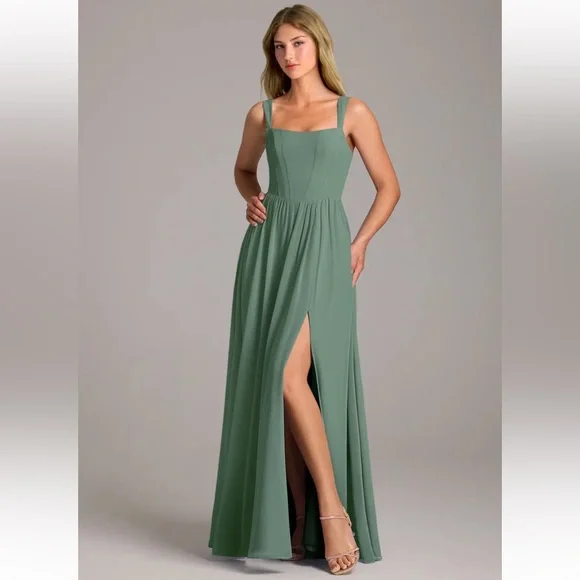 NWT Azazie Rosaline Bridesmaid Dress in Eucalyptus - Picture 5 of 6